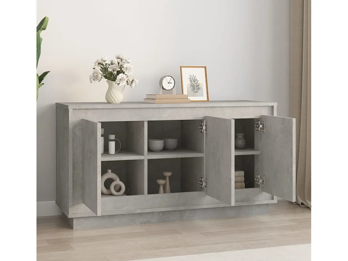 Aparador gris hormigón 102x35x55 cm madera de ingeniería