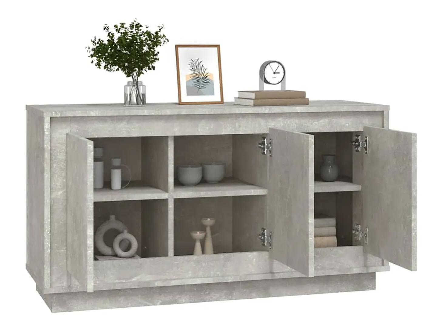Aparador gris hormigón 102x35x55 cm madera de ingeniería