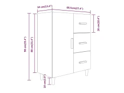 Aparador gris hormigón 69,5x34x90 cm madera de ingeniería