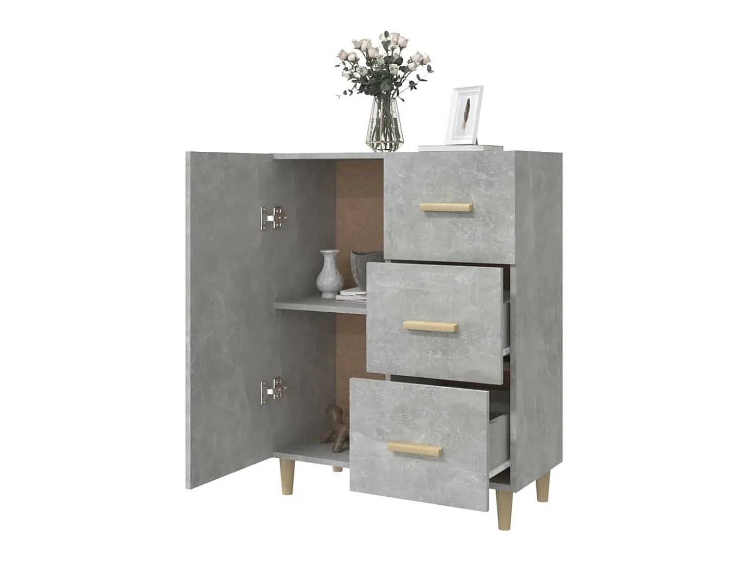 Aparador gris hormigón 69,5x34x90 cm madera de ingeniería