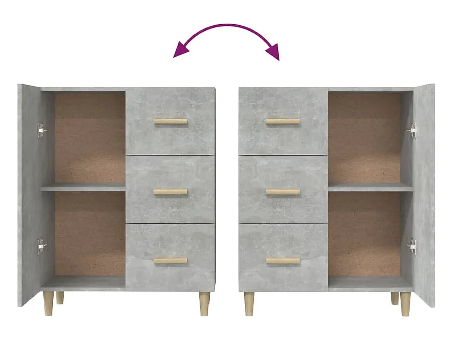 Aparador gris hormigón 69,5x34x90 cm madera de ingeniería