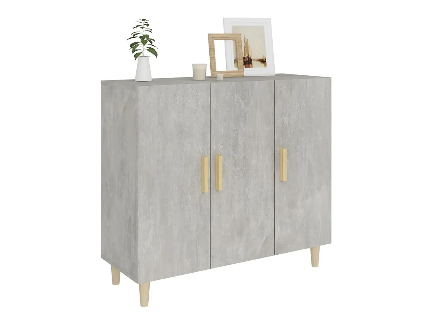 Aparador gris hormigón 90x34x80 cm madera de ingeniería