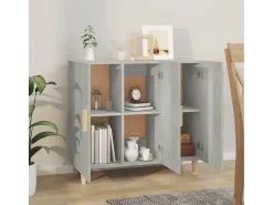 Aparador gris hormigón 90x34x80 cm madera de ingeniería