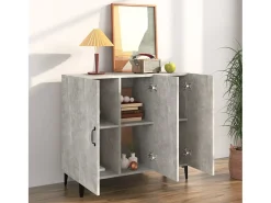 Aparador gris hormigón 90x34x80 cm madera de ingeniería