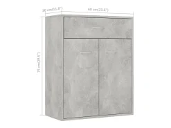 Aparador Gris Hormigón 60x30x75 cm Madera de Ingeniería