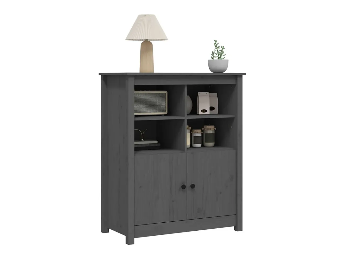 Aparador Gris 83x41,5x100 cm Madera Maciza de Pino
