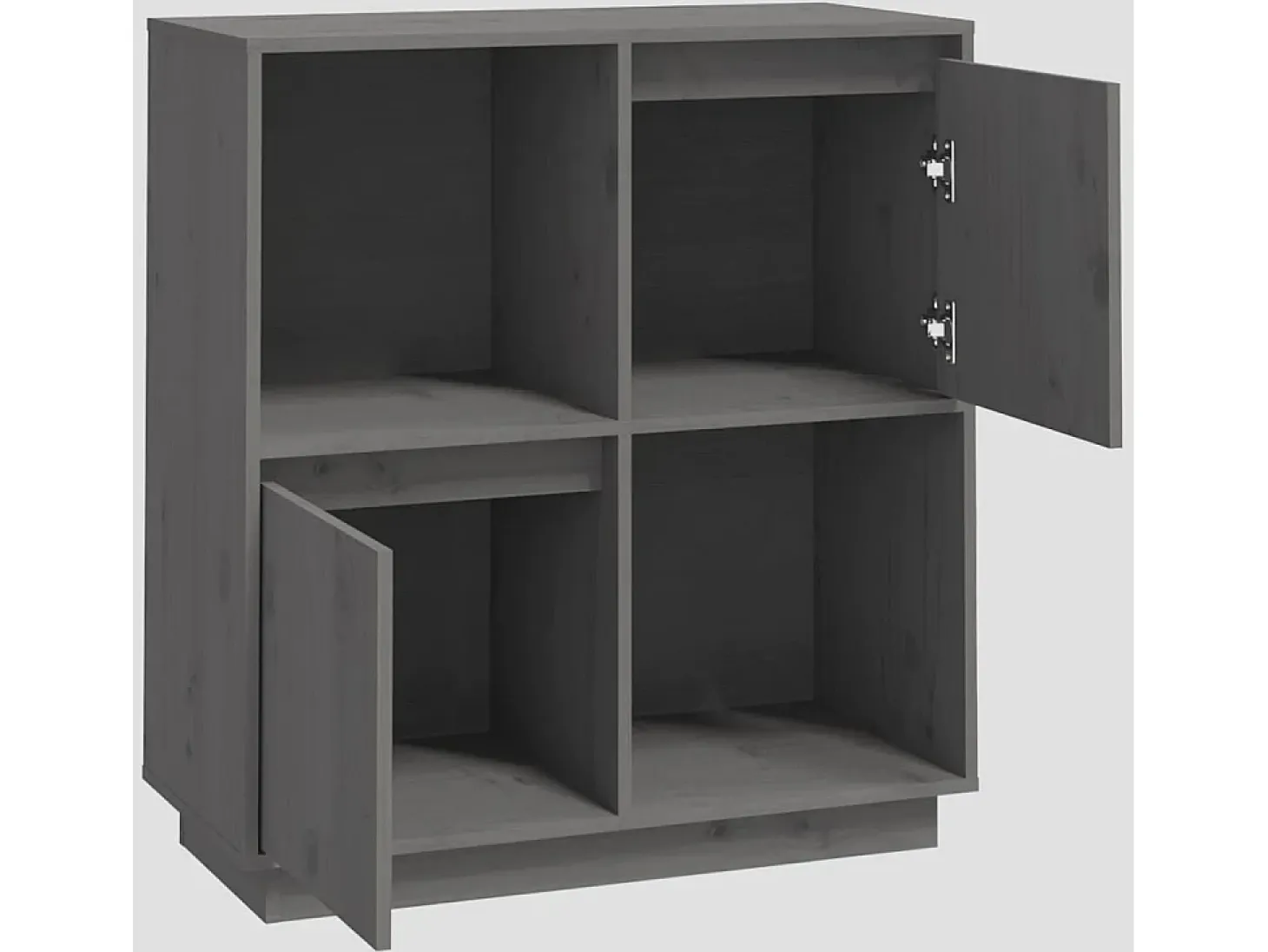Aparador Gris 74x35x80 cm Madera Maciza de Pino
