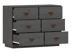 Aparador Gris 100x40x75 cm Madera Maciza de Pino