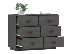 Aparador Gris 100x40x75 cm Madera Maciza de Pino