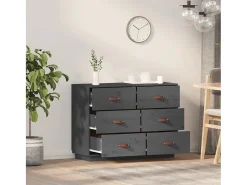 Aparador Gris 100x40x75 cm Madera Maciza de Pino