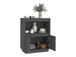 Aparador Gris 60x34x75 cm Madera Maciza de Pino
