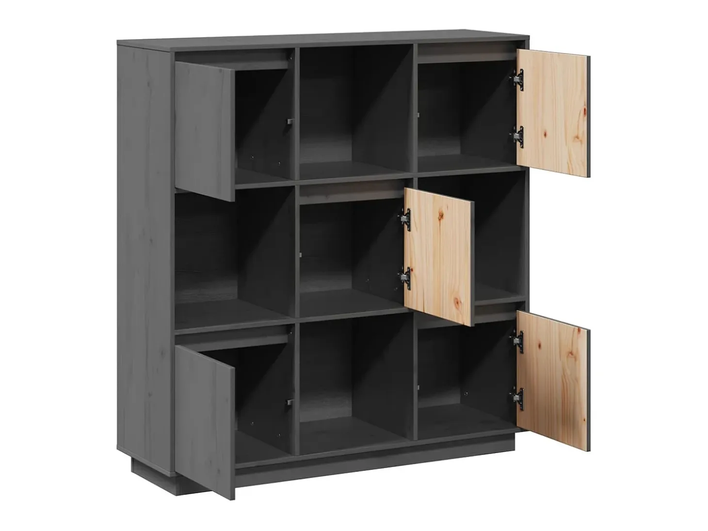 Aparador gris 110,5x35x117 cm Madera maciza de pino