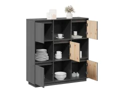 Aparador gris 110,5x35x117 cm Madera maciza de pino
