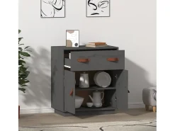 Aparador Gris 65,5x40x75 cm Madera Maciza de Pino