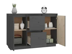 Aparador Gris 111x34x75 cm Madera Maciza de Pino
