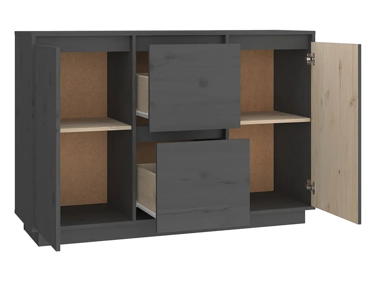 Aparador Gris 111x34x75 cm Madera Maciza de Pino