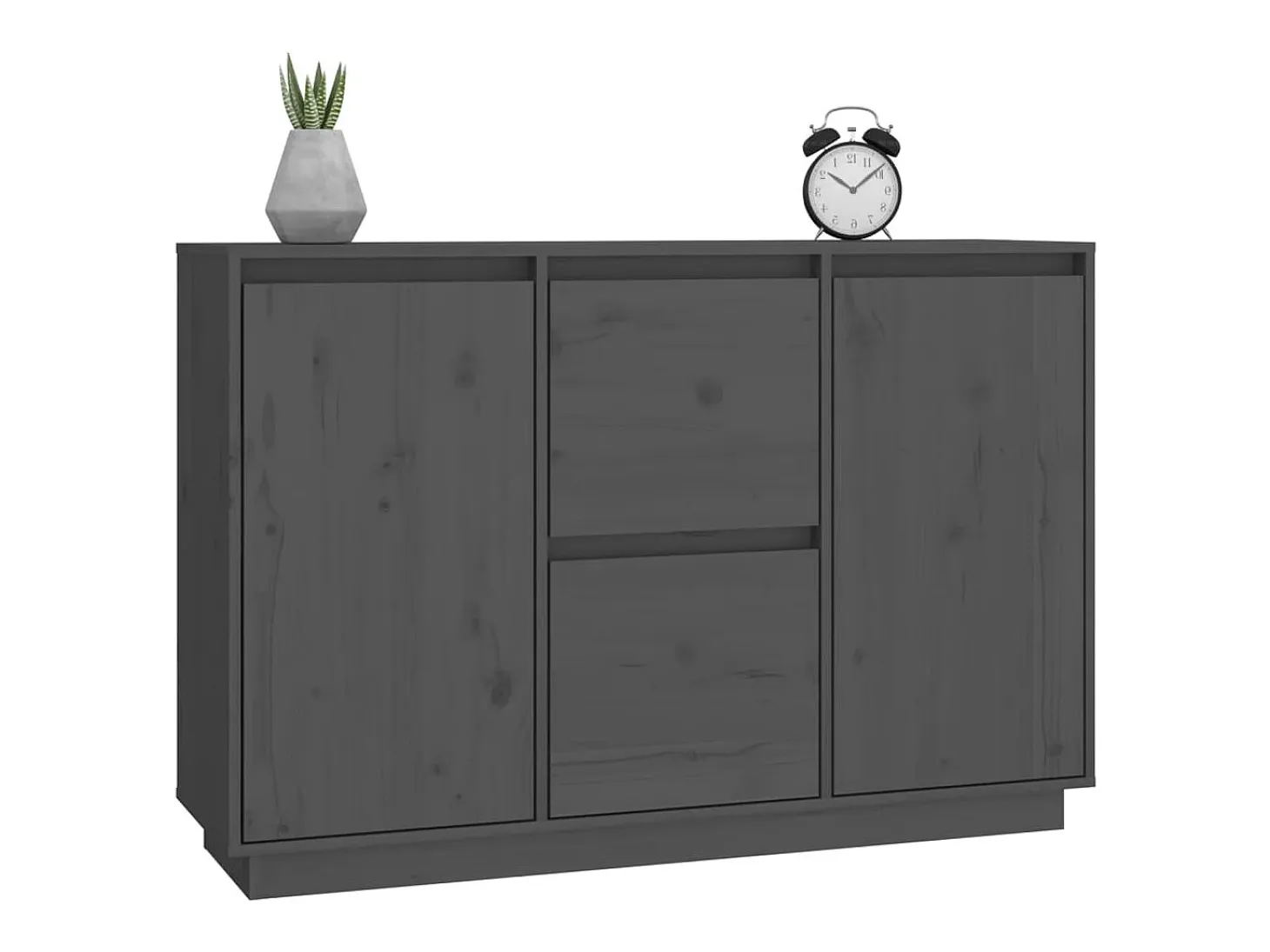 Aparador Gris 111x34x75 cm Madera Maciza de Pino