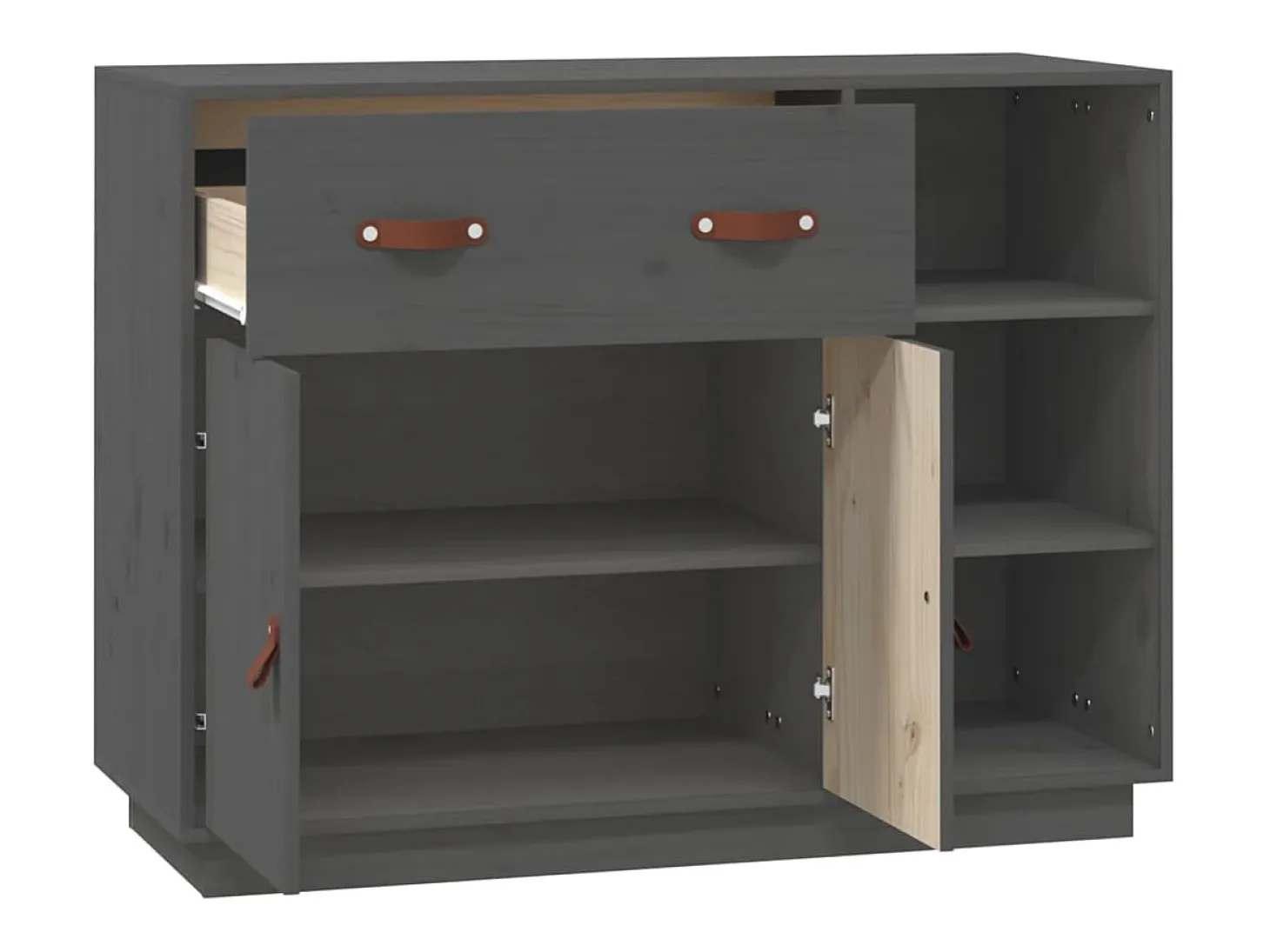 Aparador Gris 98,5x40x75 cm Madera Maciza de Pino