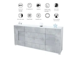 Aparador Grömitz V2 – Mueble con 2 Puertas Grandes y 4 Cajones, blanco mate/negro mate (166,5 x 75,5 x 35)