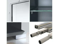 Aparador Grömitz V2 – Mueble con 2 Puertas Grandes y 4 Cajones, antracita mate/burdeos de alto brillo (166,5 x 75,5 x 35)