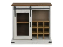 Aparador HALDEN con puerta corredera, blanco, 80x40x80 cm, madera maciza