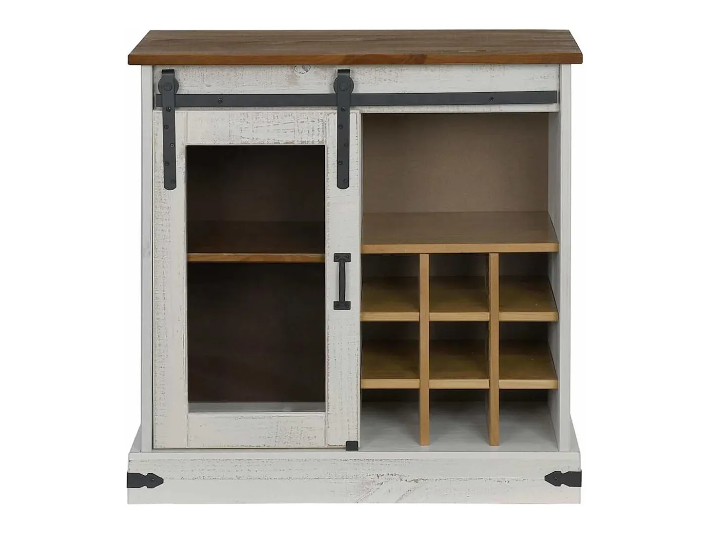 Aparador HALDEN con puerta corredera, blanco, 80x40x80 cm, madera maciza