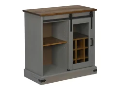 Aparador HALDEN con puerta corredera, gris, 80x40x80 cm, madera maciza