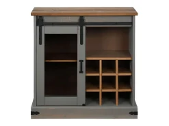 Aparador HALDEN con puerta corredera, gris, 80x40x80 cm, madera maciza