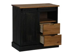 Aparador HALDEN con puerta corredera, negro, 80x40x80 cm, madera maciza