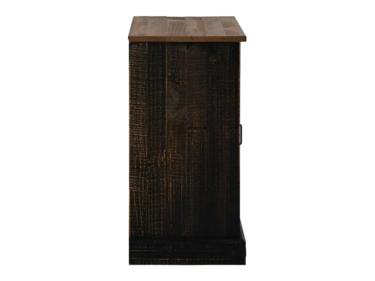 Aparador HALDEN con puerta corredera, negro, 80x40x80 cm, madera maciza