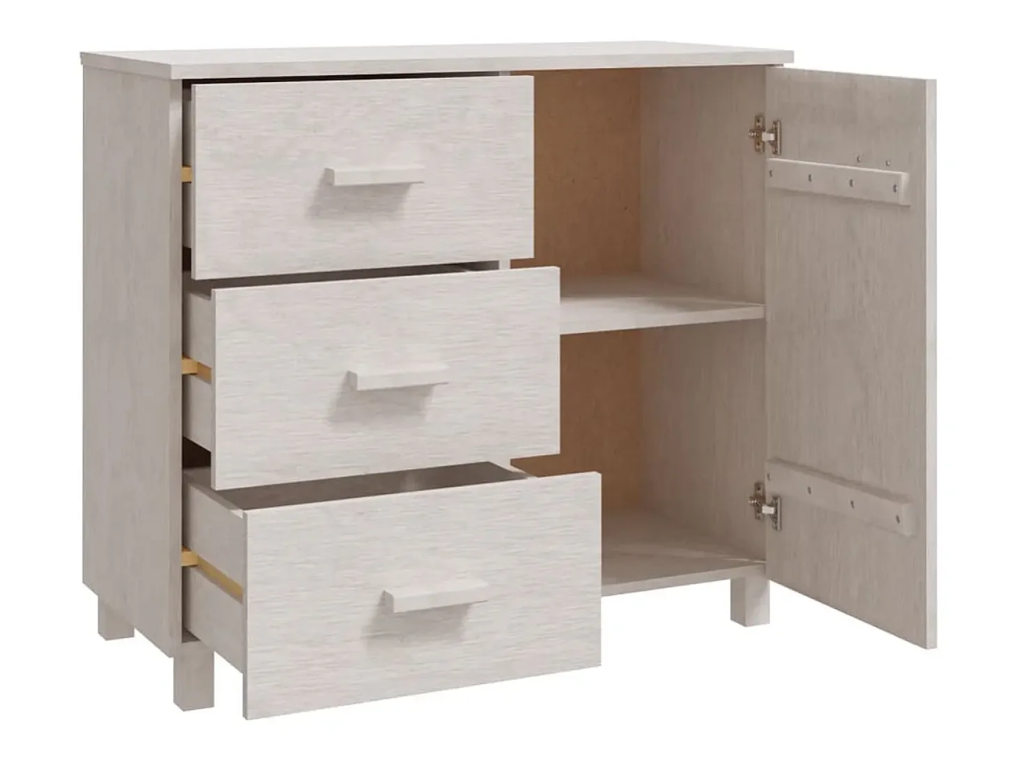 Aparador HAMAR Blanco 90x40x80 cm Madera Maciza de Pino