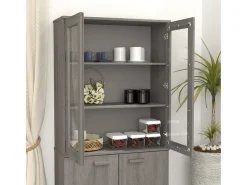 Aparador HAMAR Gris Claro 85x35x100 cm Madera de Pino