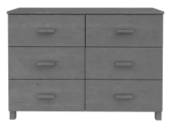 Aparador HAMAR Gris Oscuro 113x40x80 cm Madera Maciza de Pino