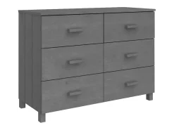 Aparador HAMAR Gris Oscuro 113x40x80 cm Madera Maciza de Pino
