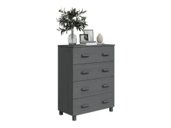 Aparador HAMAR Gris Oscuro 79x40x103,5 cm Madera Maciza de Pino