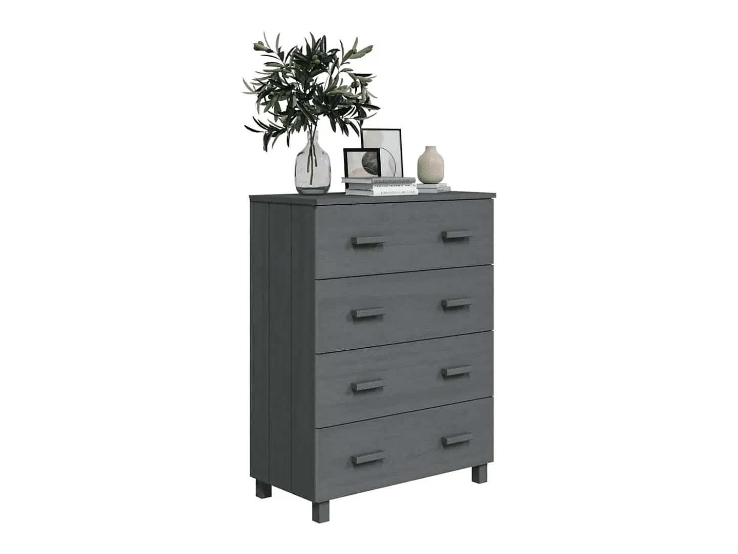 Aparador HAMAR Gris Oscuro 79x40x103,5 cm Madera Maciza de Pino