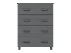 Aparador HAMAR Gris Oscuro 79x40x103,5 cm Madera Maciza de Pino
