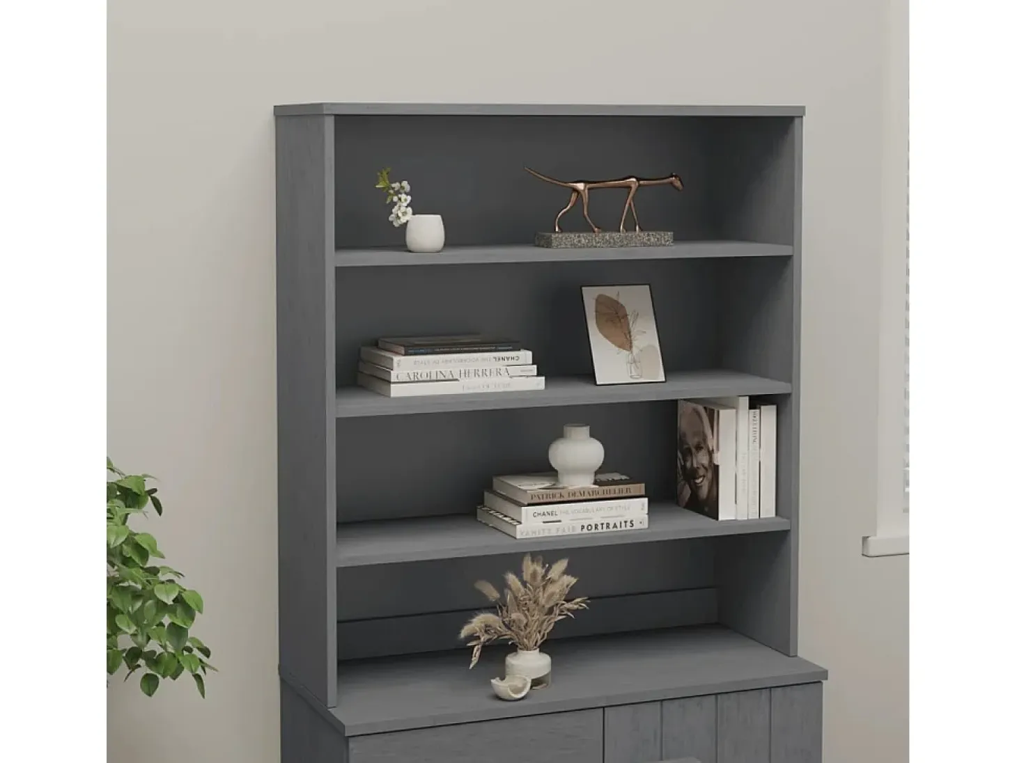 Aparador HAMAR Gris Oscuro 90x30x100 cm Madera de Pino