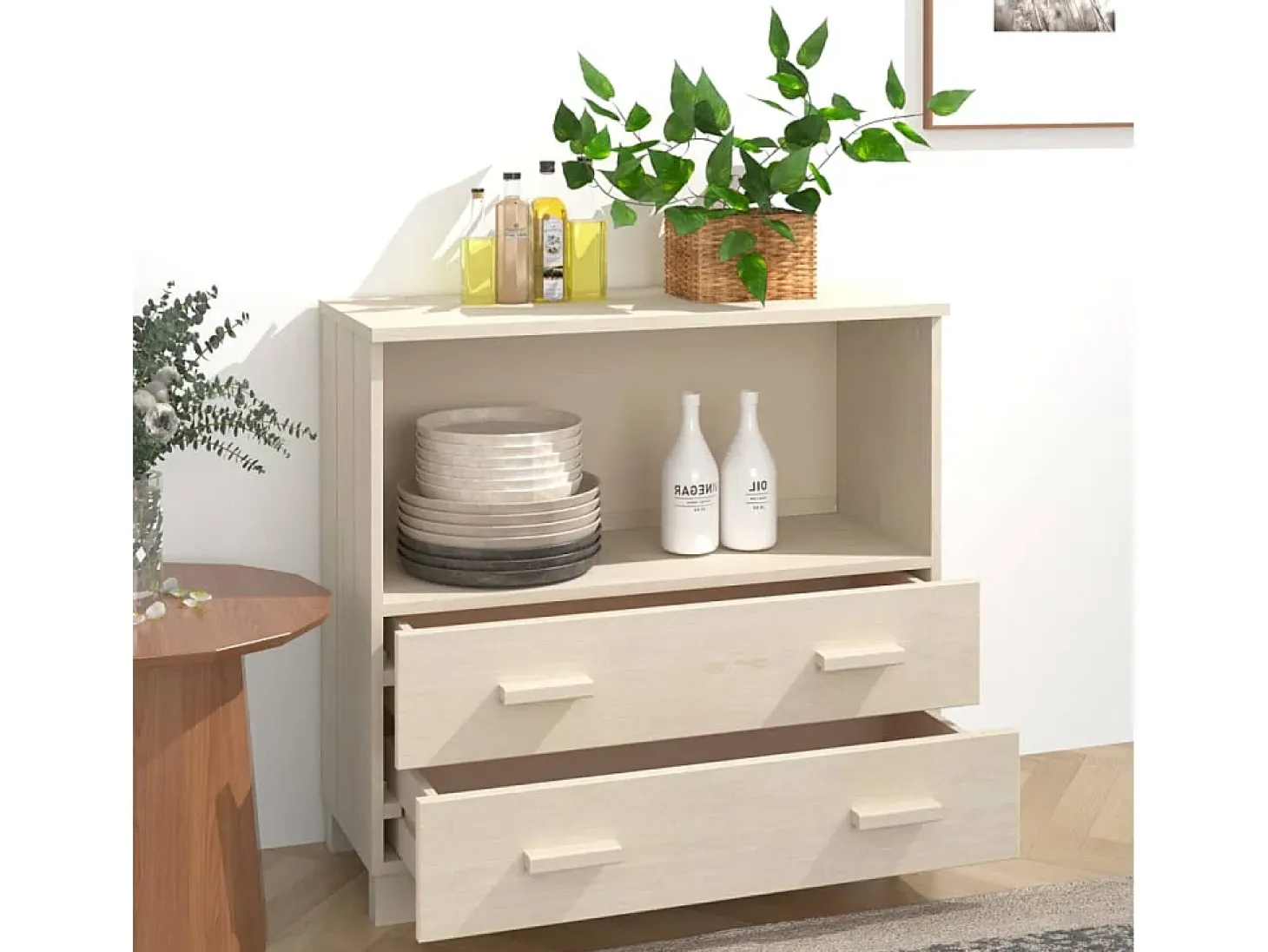 Aparador HAMAR madera de pino maciza marrón miel 85x35x80 cm ES64631