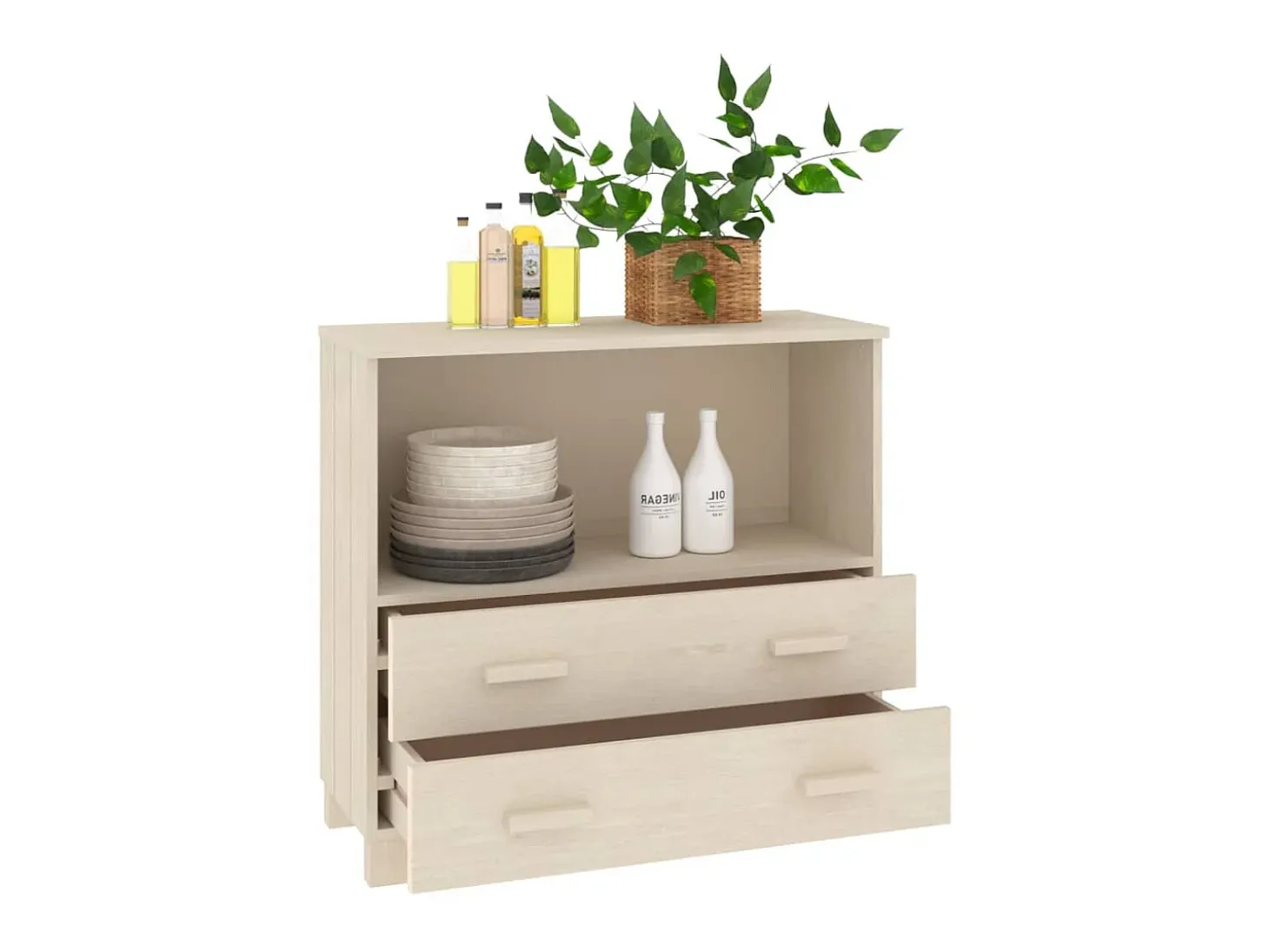Aparador HAMAR madera de pino maciza marrón miel 85x35x80 cm ES64631