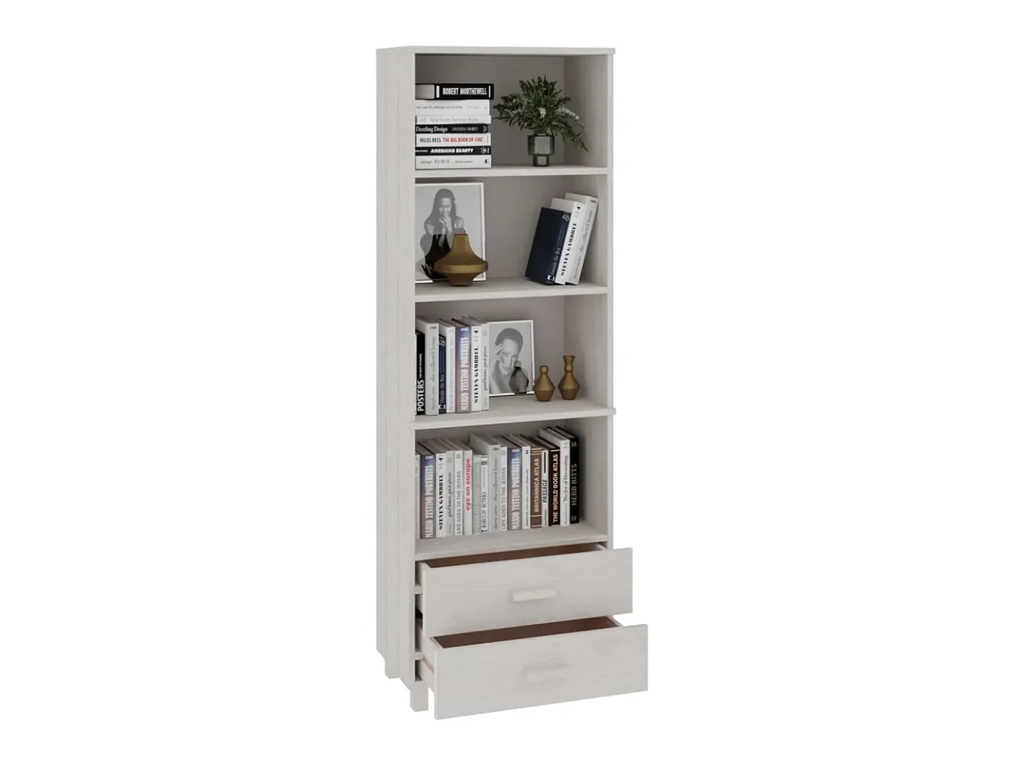Aparador HAMAR madera maciza de pino blanca 60x35x180 cm ES94714