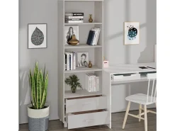 Aparador HAMAR madera maciza de pino blanca 60x35x180 cm ES94714