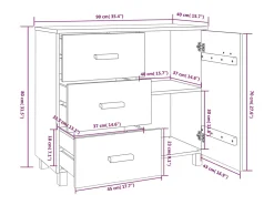 Aparador HAMAR madera maciza de pino blanco 90x40x80 cm