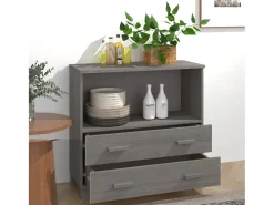 Aparador HAMAR madera maciza de pino gris claro 85x35x80 cm ES78735