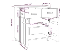 Aparador HAMAR madera maciza de pino gris claro 79x40x80 cm