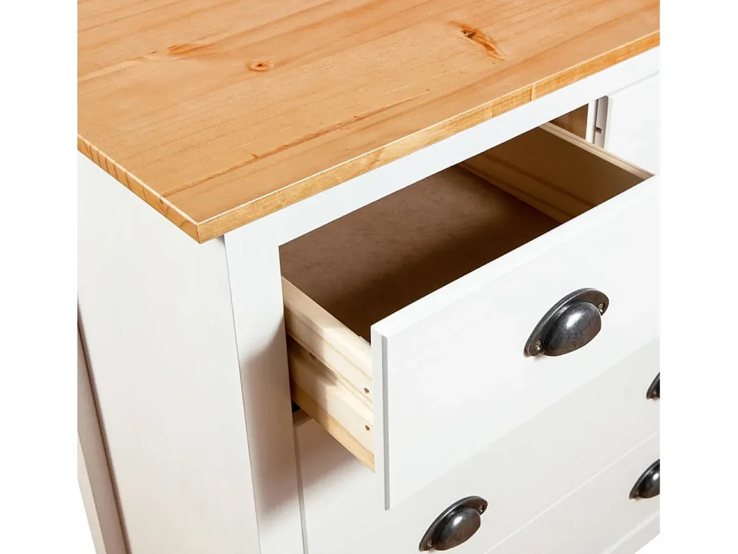 Aparador Hill Blanco 79x40x80 cm Madera Maciza de Pino