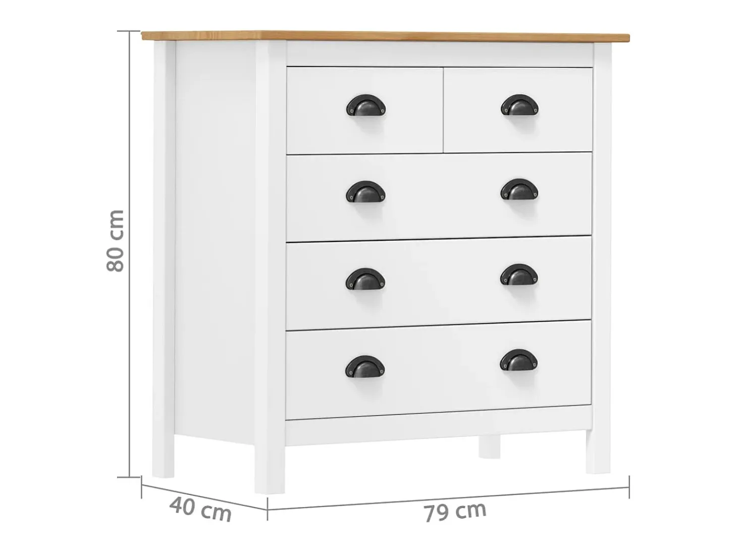 Aparador Hill Blanco 79x40x80 cm Madera Maciza de Pino