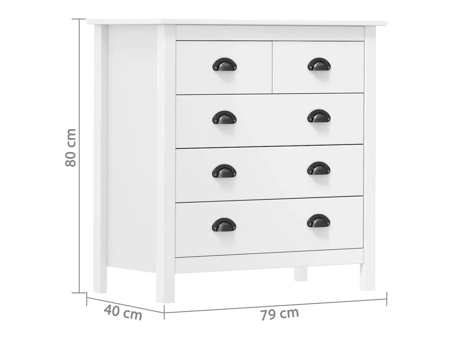 Aparador Hill Blanco 79x40x80 cm Madera Maciza de Pino