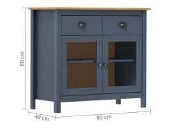 Aparador Hill Gris 90x40x80 cm Madera Maciza de Pino