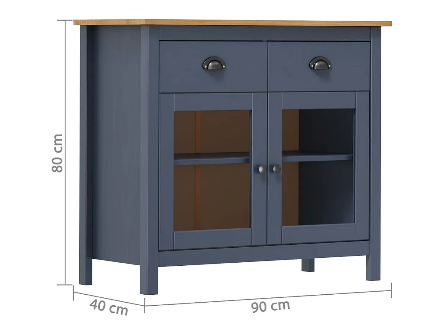 Aparador Hill Gris 90x40x80 cm Madera Maciza de Pino